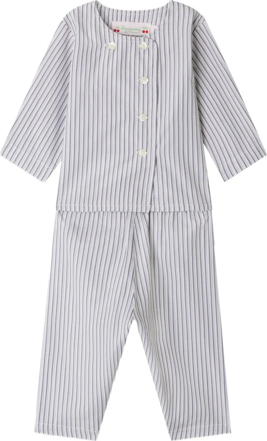 Striped Button-Fastening Pyjamas Set