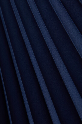 Polo Ralph Lauren Wool, Mulberry Silk And Cashmere-blend And Pleated Charmeuse Midi Dress - Blue