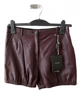 burgundy leather shorts