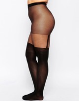 Thumbnail for your product : ASOS CURVE Plain Stripe Suspender Tights