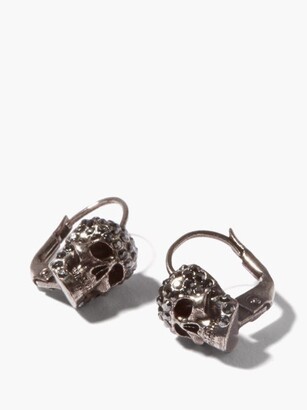 Alexander McQueen Crystal-pavé Skull Earrings - Silver