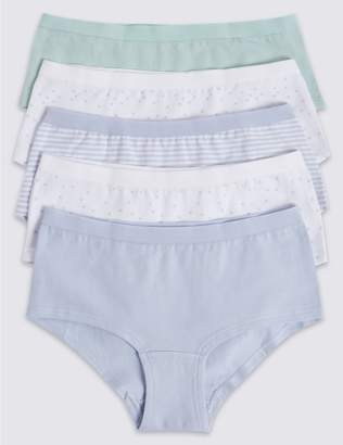 Marks and Spencer 5 Pack Cotton Shorts with Stretch (6-16 Years)