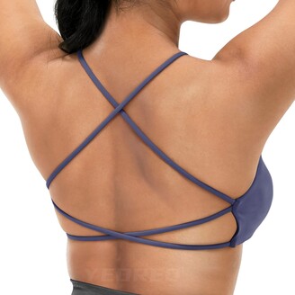 YEOREO Bella Sports Bra for Women V-Neck Strappy Criss-Cross Back Yoga Bra  Padded Fitness Crop Top
