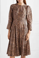 Thumbnail for your product : Ulla Johnson Bernadette Pleated Printed Cotton-poplin Dress - Taupe