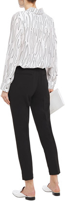 DKNY Cropped Belted Stretch-crepe Tapered Pants