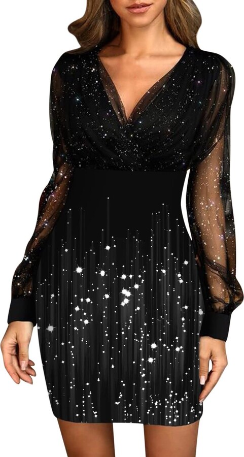 Party Wear Nightclub Dresses Uk OWIN Women's Sexy V Neck Bodycon