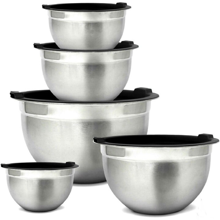GLOMERY Stainless Steel Mixing Bowls and Airtight Lids Set of 5