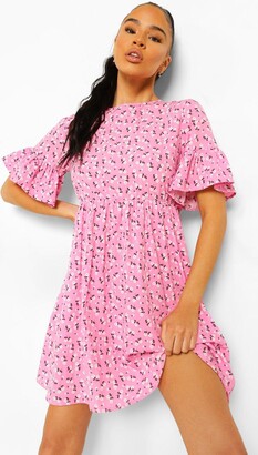 boohoo Woven Ditsy Floral Smock Dress