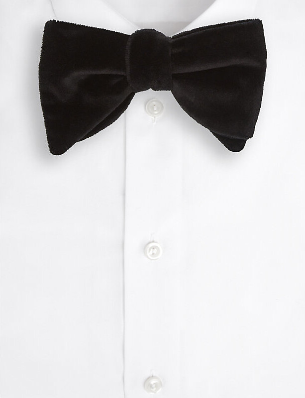 Mens Black Hike Double-Layered Velvet Bow Tie 1 Size
