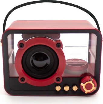 ZTECH Transparent Wirless Bluetooth Speaker with RGB Lighting and TF Card, Red