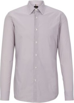 HUGO BOSS Slim-fit shirt in printed Italian cotton poplin