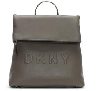 DKNY Tilly Stone Leather Logo Backpack