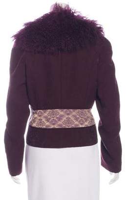 Karen Millen Shearling-Trimmed Wool Jacket