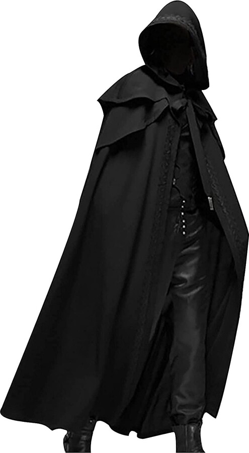 Vagbalena Men's hooded cloak Halloween casual retro gothic solid color ...