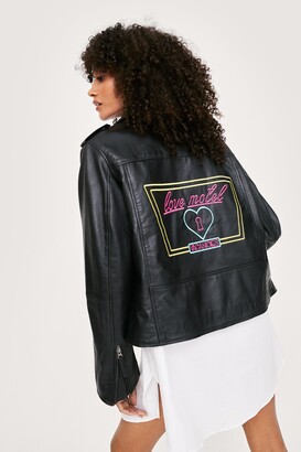 white embroidered leather jacket