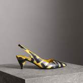 Thumbnail for your product : Burberry Graffiti Print Leather Slingback Pumps
