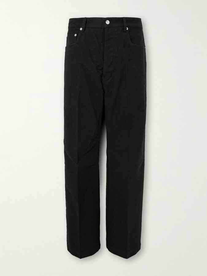 Geth Wide-Leg Brushed Organic Cotton-Twill Trousers