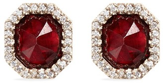 Monique Péan Garnet diamond 18k recycled white gold stud earrings