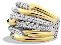 David Yurman Labyrinth Triple-Loop Ring With Diamonds And Gold