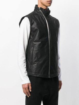 Rick Owens Asymmetric Sleeveless Leather Jacket