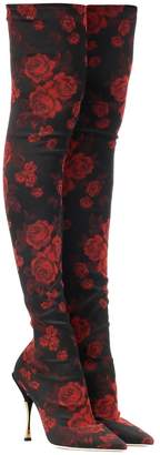 Dolce & Gabbana Floral-printed over-the-knee boots