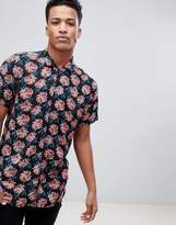 Thumbnail for your product : Brave Soul Short Sleeved All Over Floral Print Shirt With Revere Collar