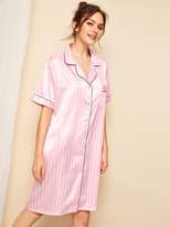 Thumbnail for your product : Shein Striped Button-up Satin Shirt Dress