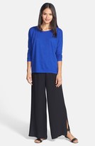 Thumbnail for your product : Eileen Fisher Slit Hem Silk Wide Leg Ankle Pants