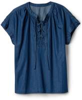 Thumbnail for your product : Gap Short Sleeve Lace-Up Denim Shirt