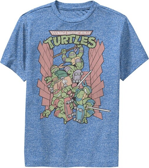 Boy's Teenage Mutant Ninja Turtles Brick Jump T-Shirt - Athletic Heather -  X Large