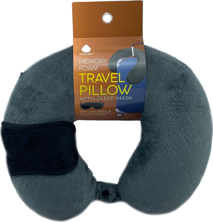 Pursonic Memory Foam Travel Pillow with Sleep Mask