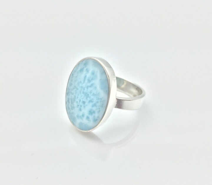 Etsy Larimar Ring // 925 Sterling Silver Oval Setting Sky Blue