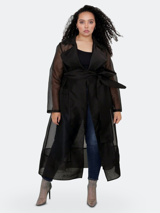 Meikosks Plus Size Jacket Womens Flared Sleeves Cardigan Long Trench Coat Oversized Prnted Outerwear