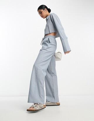 NA-KD x Hanna Schonberg drawstring pants in blue stripe - part of a set -  ShopStyle