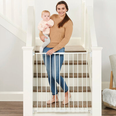 Regalo Extra Tall Top Of Stairs Metal Safety Gate - White