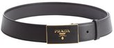 Thumbnail for your product : Prada black leather logo plaque buckle belt