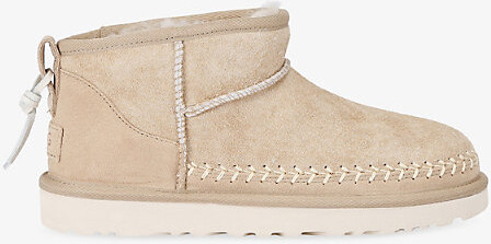 UGG Womens Beige Classic Ultra Mini Biarritz Suede Boots Eur 38/5 Uk Women