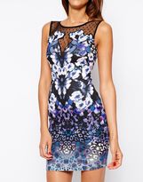 Thumbnail for your product : Lipsy Printed Body-Conscious Dress With Mesh