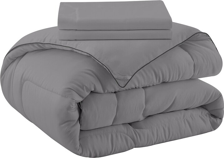 UNIKOME All-Seasons Silky Down Alternative Comforter Set with Sateen Wrapping