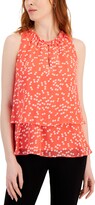 Thumbnail for your product : Nine West Women's Printed Double-Layer Keyhole Top