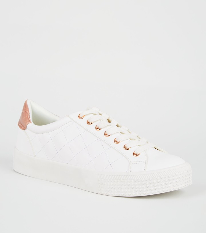 new look white platform trainers