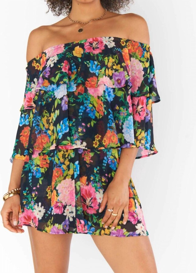 Show Me Your Mumu Triple Decker Romper In Midnight Botanical Floral