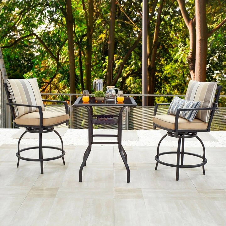 Patio Festival 3Piece Outdoor High Seating Bistro Set with Swivel