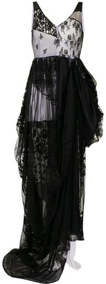 Dolce & Gabbana Pre-Owned Lace Panelled Draped Gown