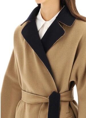 Tegenover Publiciteit hoe Weekend Max Mara RAIL Camel and Navy Double Faced Reversible Coat 50160319  014 - ShopStyle