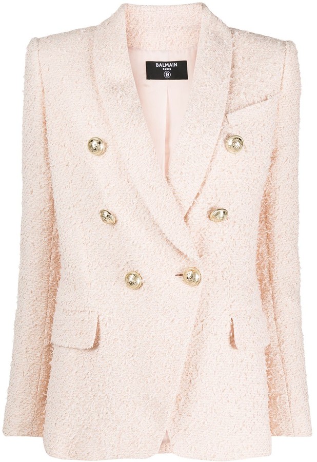 Balmain Textured DoubleBreasted Blazer ShopStyle