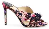 Thumbnail for your product : Jimmy Choo Keely 100 Camo Flower-Print Satin Crisscross Mules