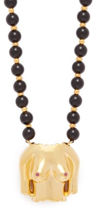 Anissa Kermiche Rubies Boobies Ruby, Agate & Gold-plated Necklace - Black