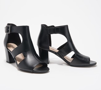 clarks nubuck leather perforated heeled sandals