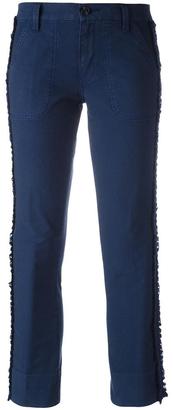 Tory Burch frayed laterals cropped trousers - women - Cotton/Spandex/Elastane - 25